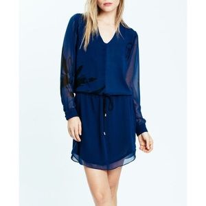 Karen Zambos Navy floral long sleeve dress